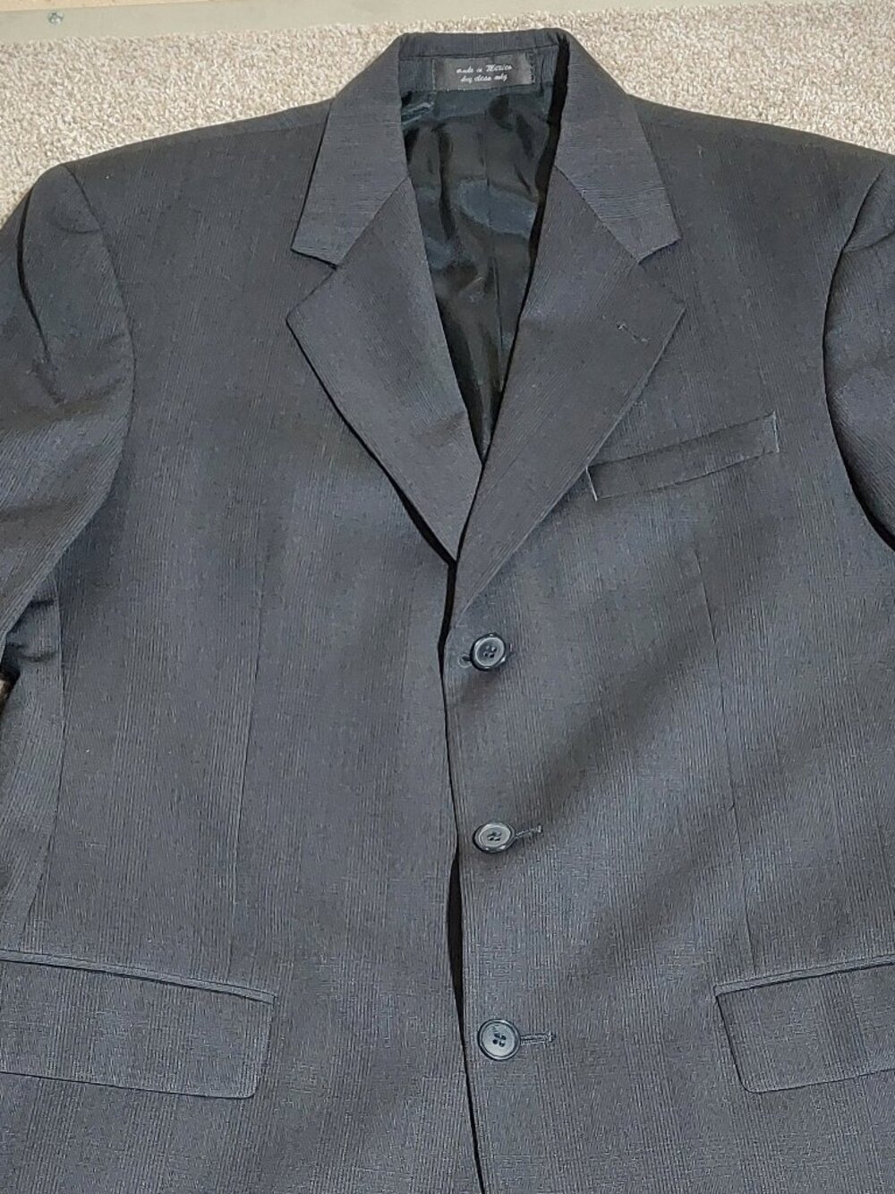 Andrew Fezza Super 120s Wool Cashmere Blazer Charcoal Grey Glen Plaid Size 40L